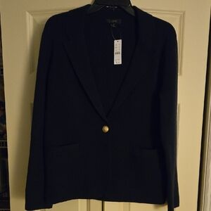 J. Crew Navy Sweater Blazer with Gold Button